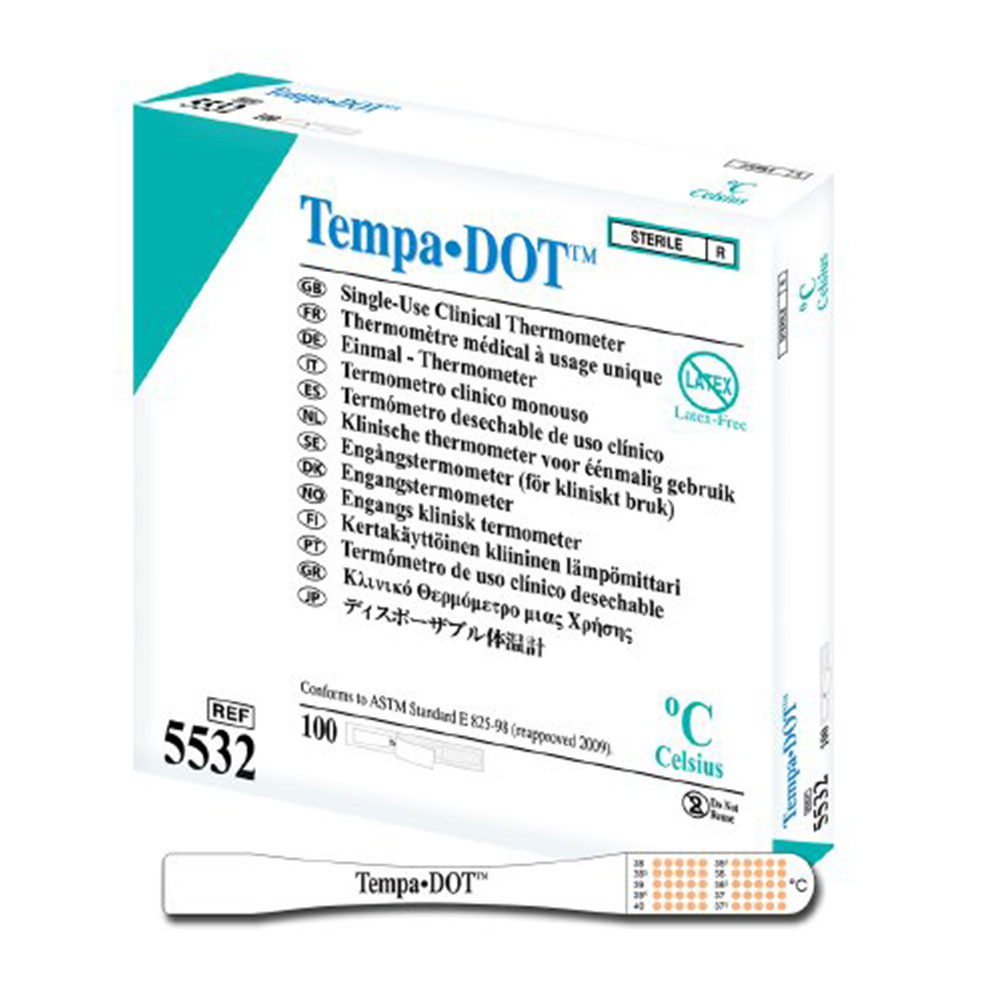 Tempa.DOT Single Use Thermometer, Fahrenheit, Oral and Axillary Body Temp  Non-Sterile